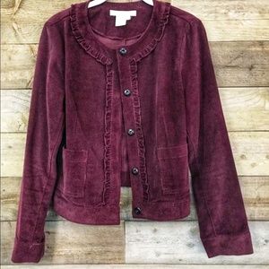 Sandro Corduroy Jacket in a Wine Burgandy